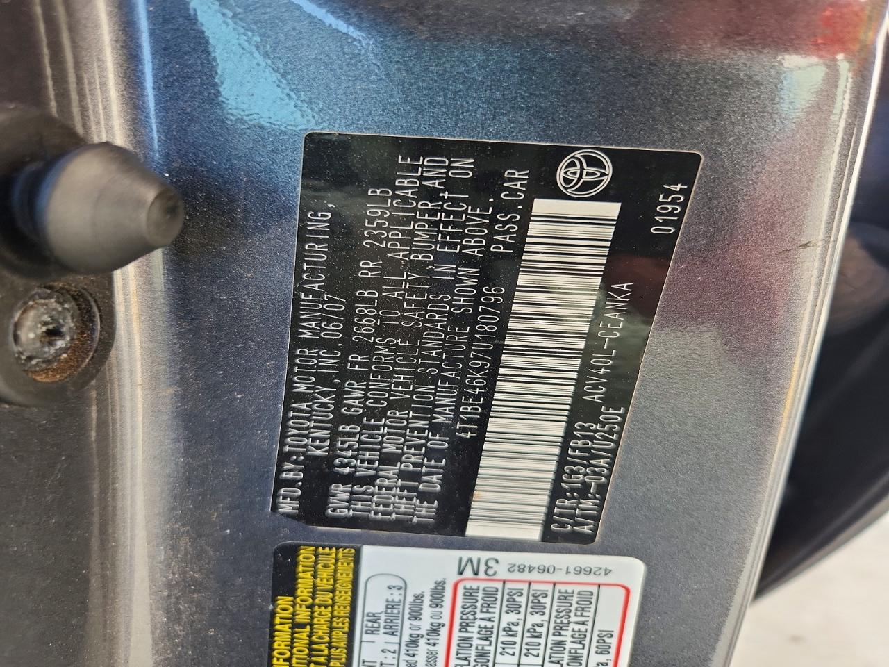 2007 TOYOTA CAMRY LE photo 23