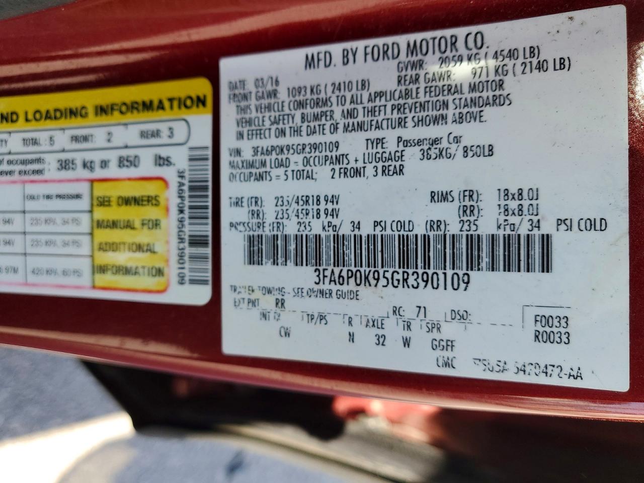 2016 FORD FUSION TITANIUM photo 34