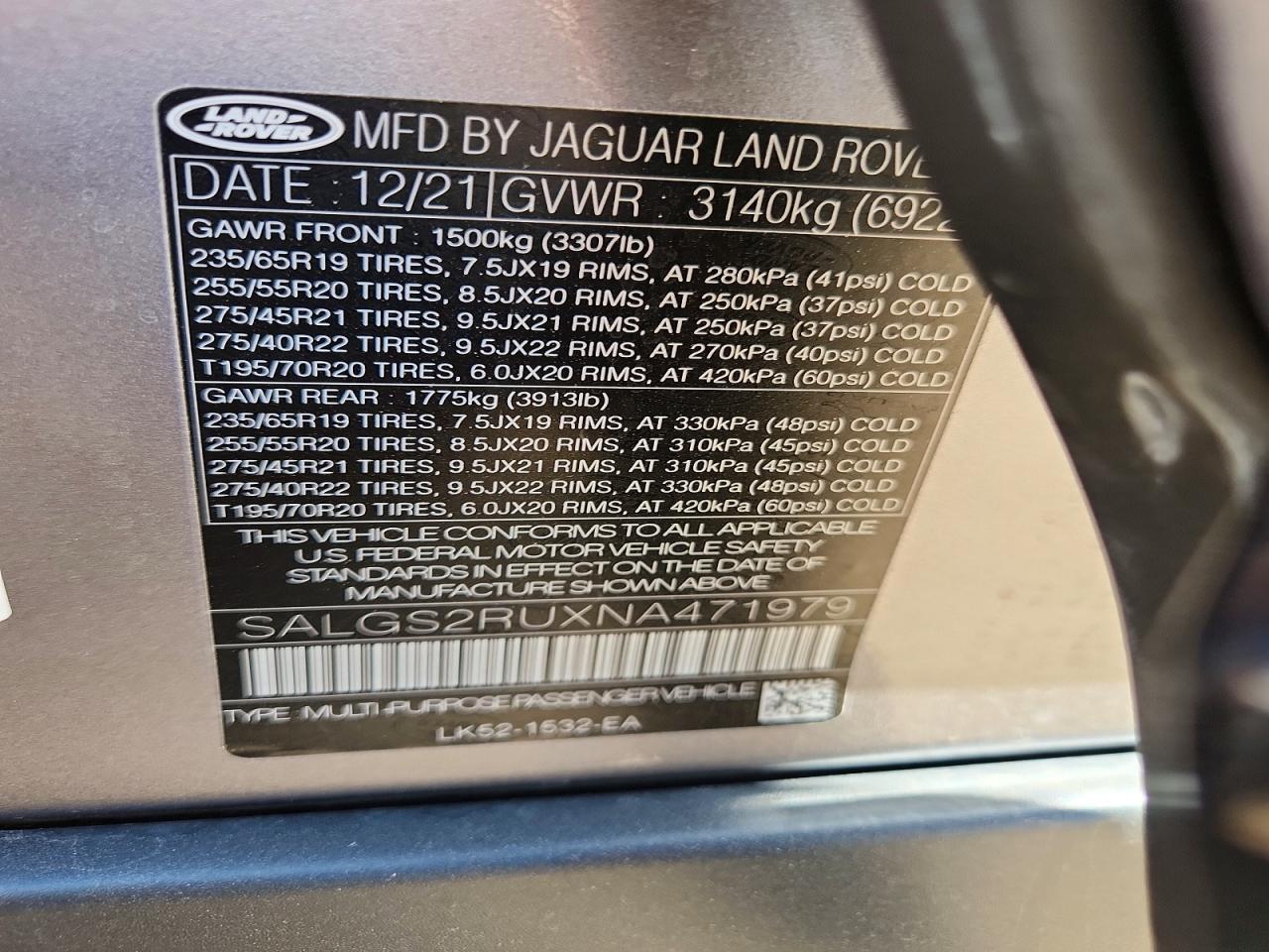 2022 LAND ROVER RANGE ROVER HSE WESTMINSTER EDITION photo 37