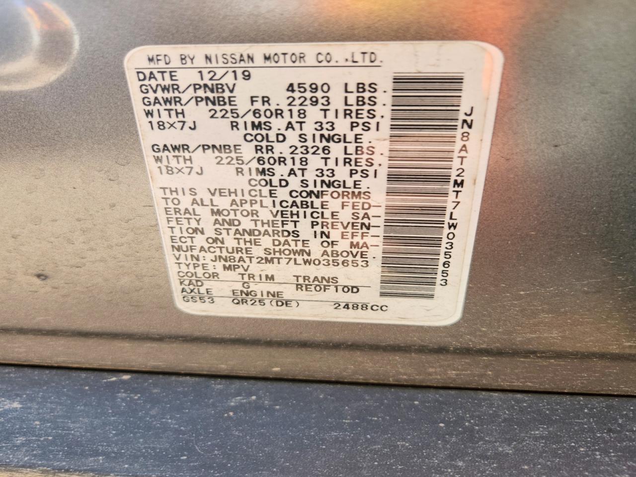 2020 NISSAN ROGUE SV photo 13