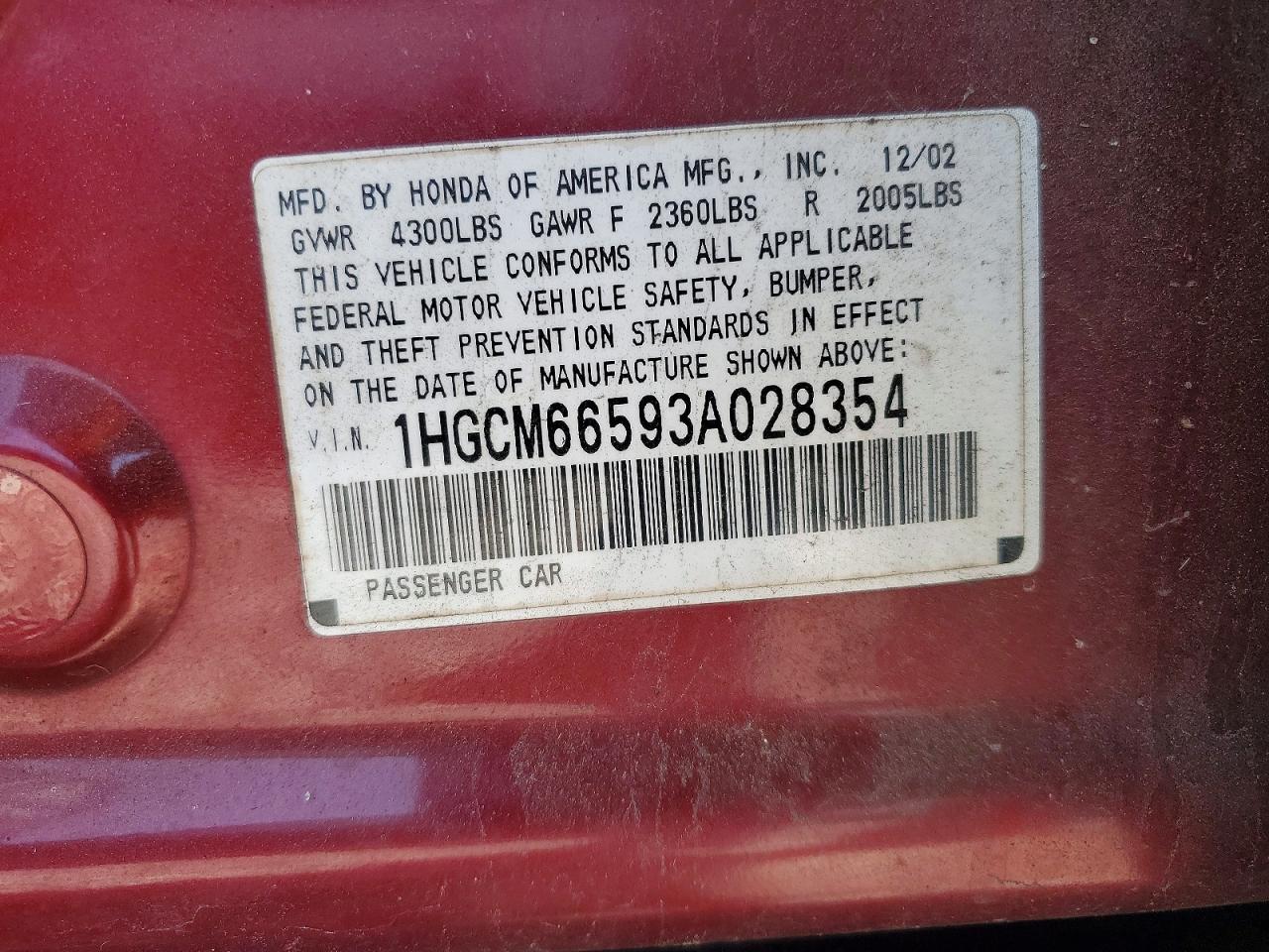 2003 HONDA ACCORD EX photo 23