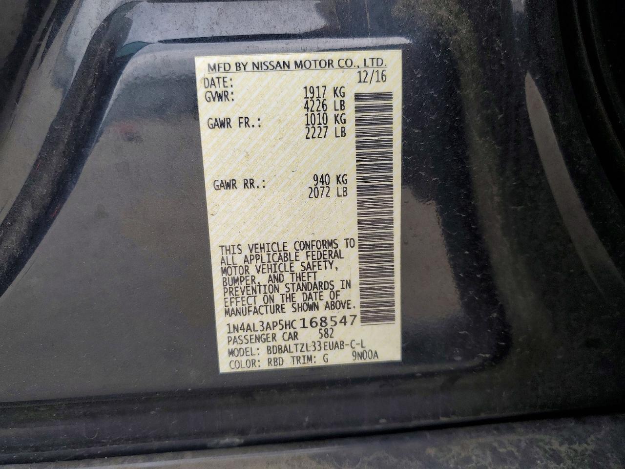 2017 NISSAN ALTIMA 2.5 SL photo 23