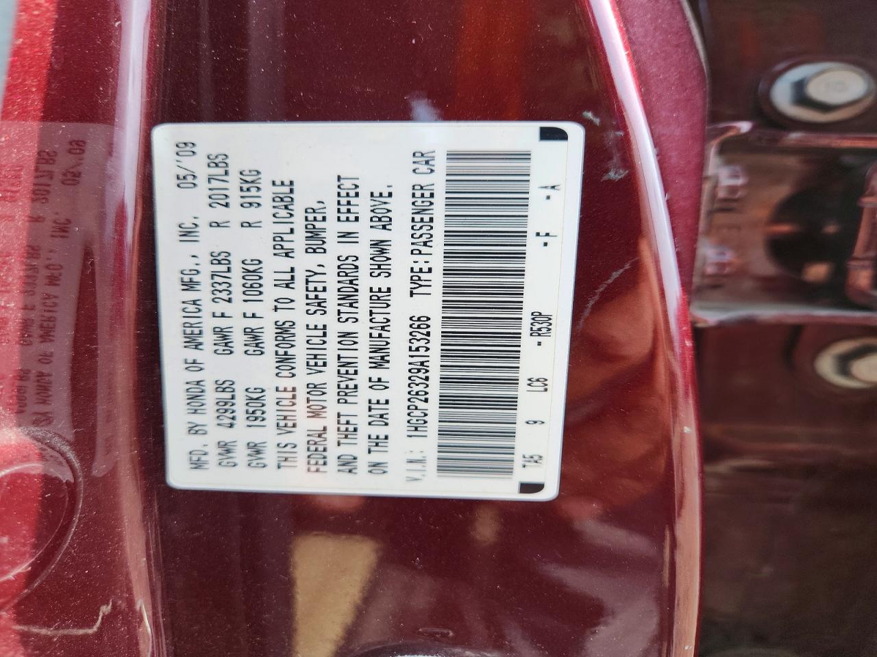 2009 HONDA ACCORD LX photo 23