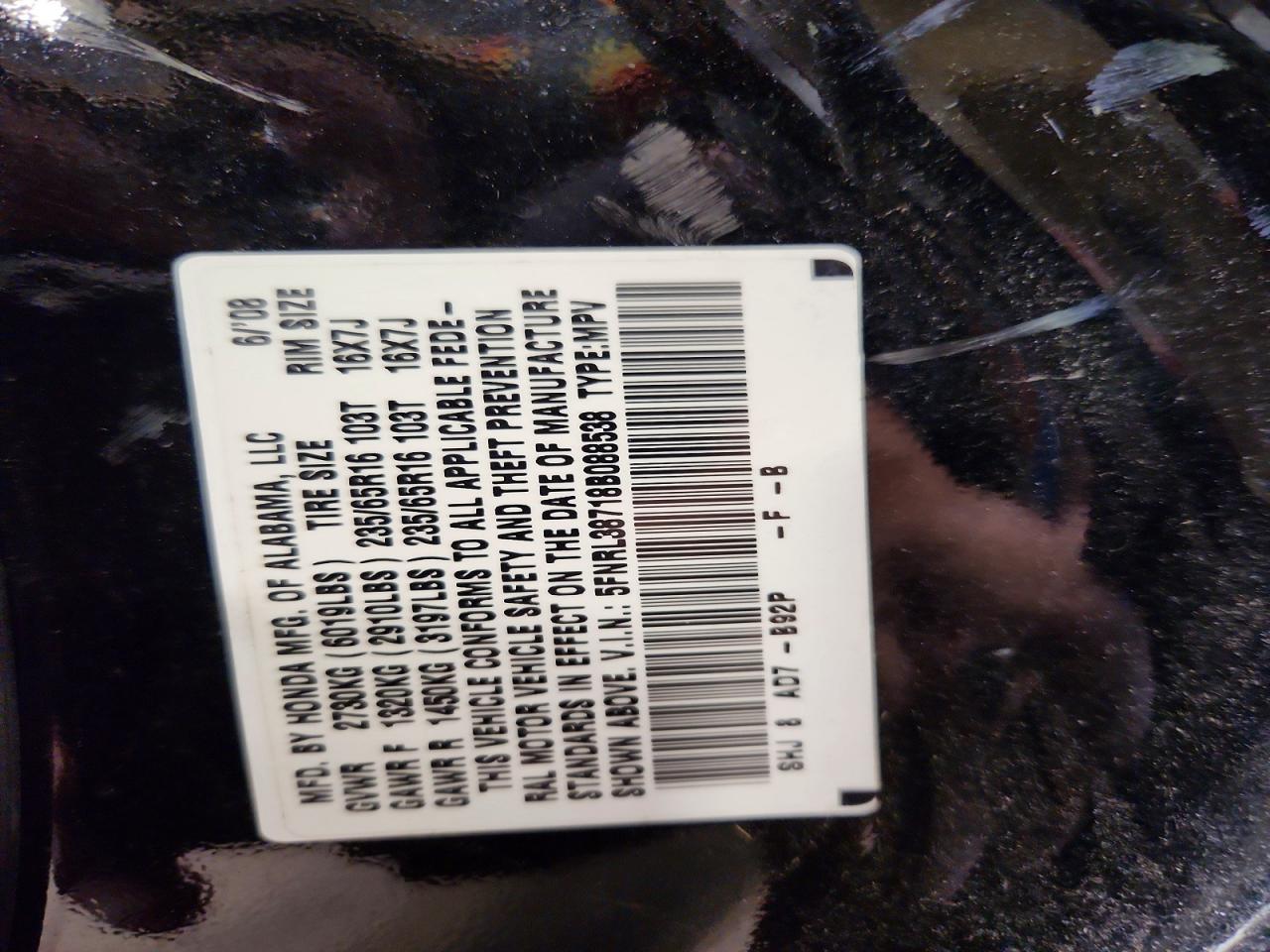 2008 HONDA ODYSSEY EXL photo 27