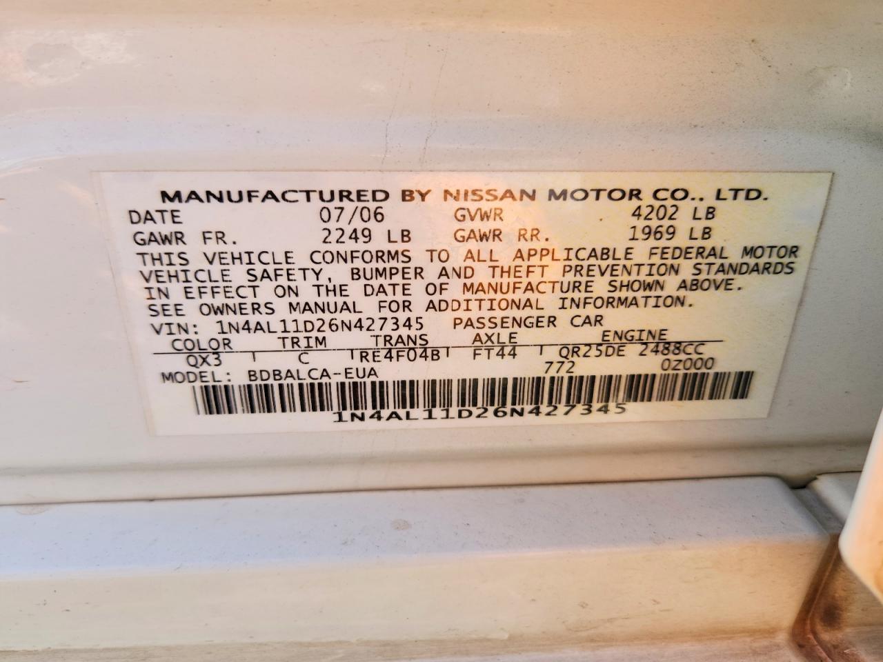 2006 NISSAN ALTIMA 2.5 photo 34