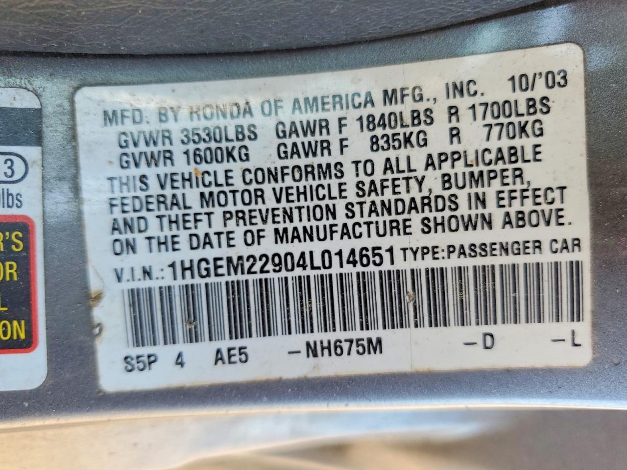 2004 HONDA CIVIC EX photo 37