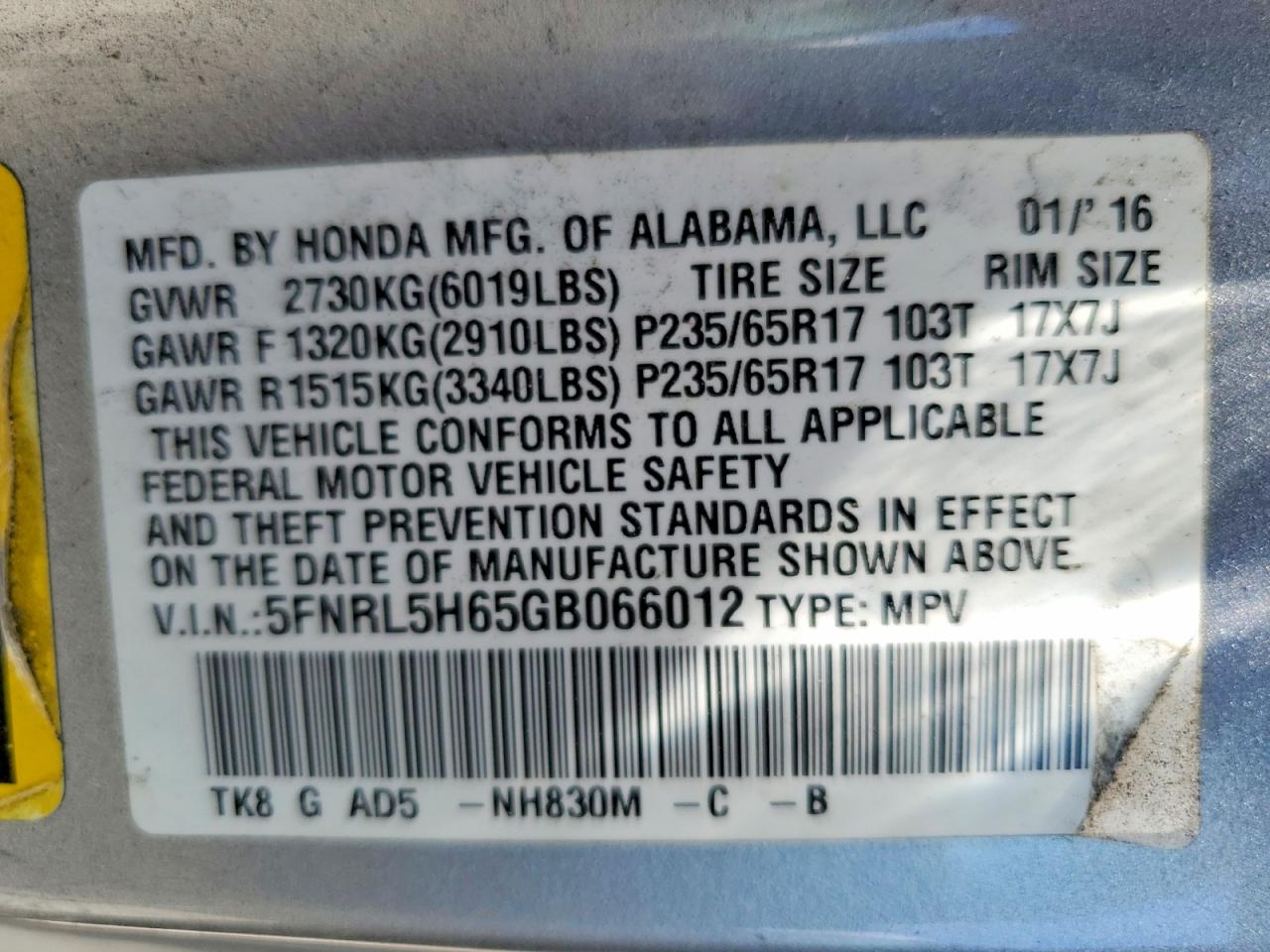 2016 HONDA ODYSSEY EXL photo 13