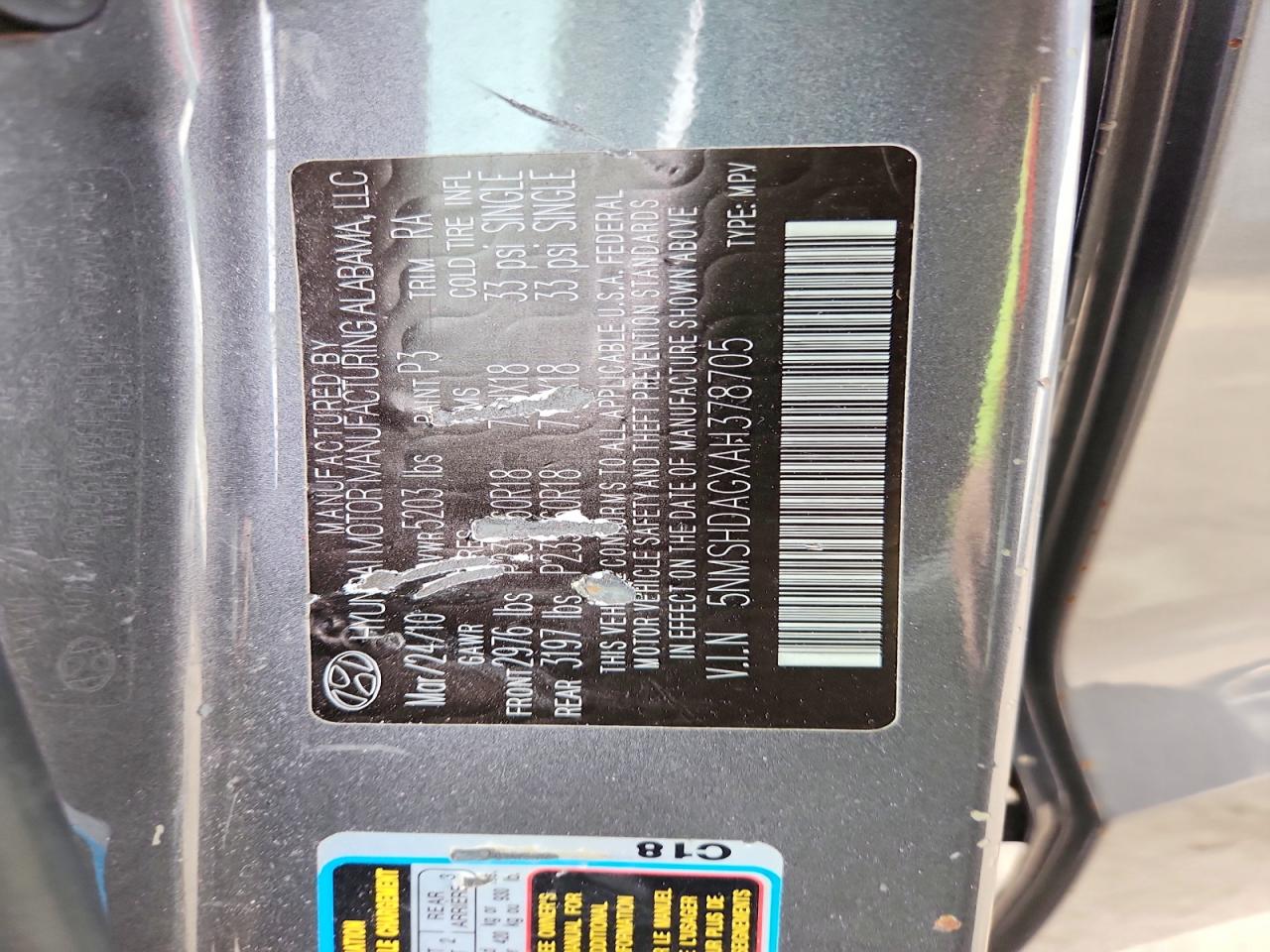 2010 HYUNDAI SANTA FE SE photo 37