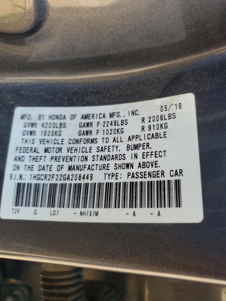 2016 HONDA ACCORD LX photo 12