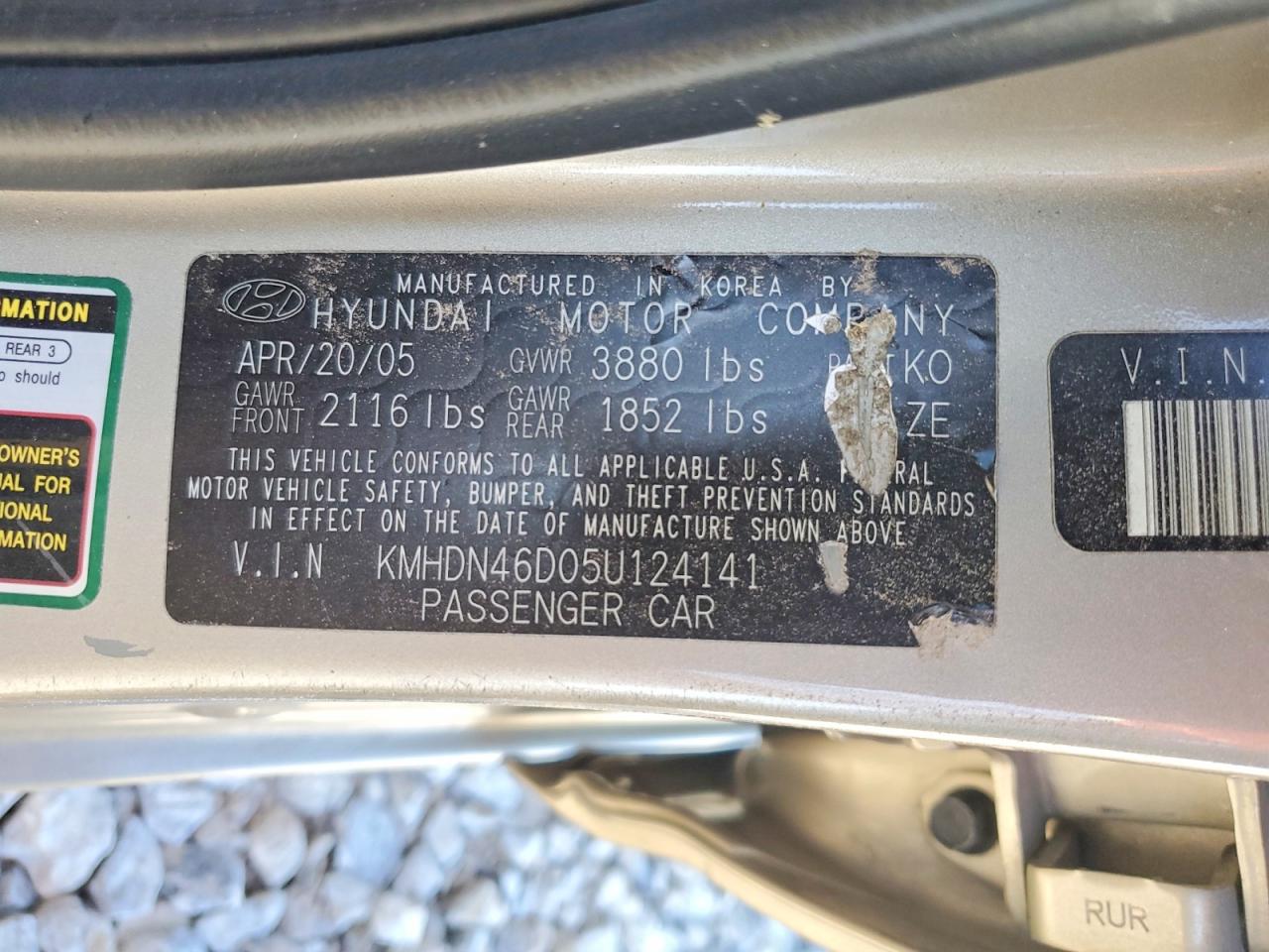 2005 HYUNDAI ELANTRA GLS photo 23