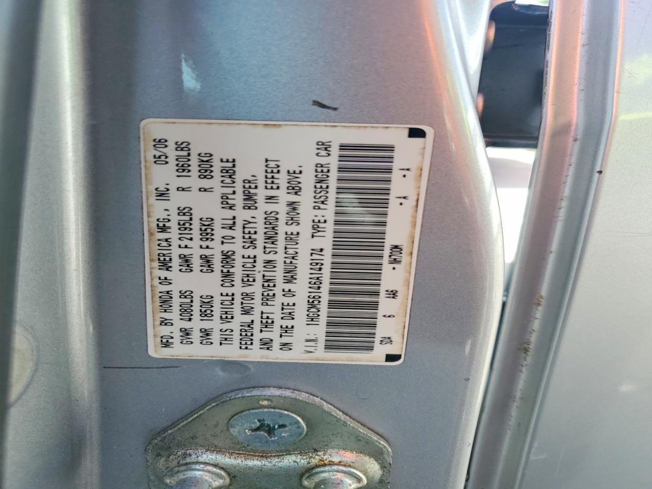 2006 HONDA ACCORD VALUE photo 34