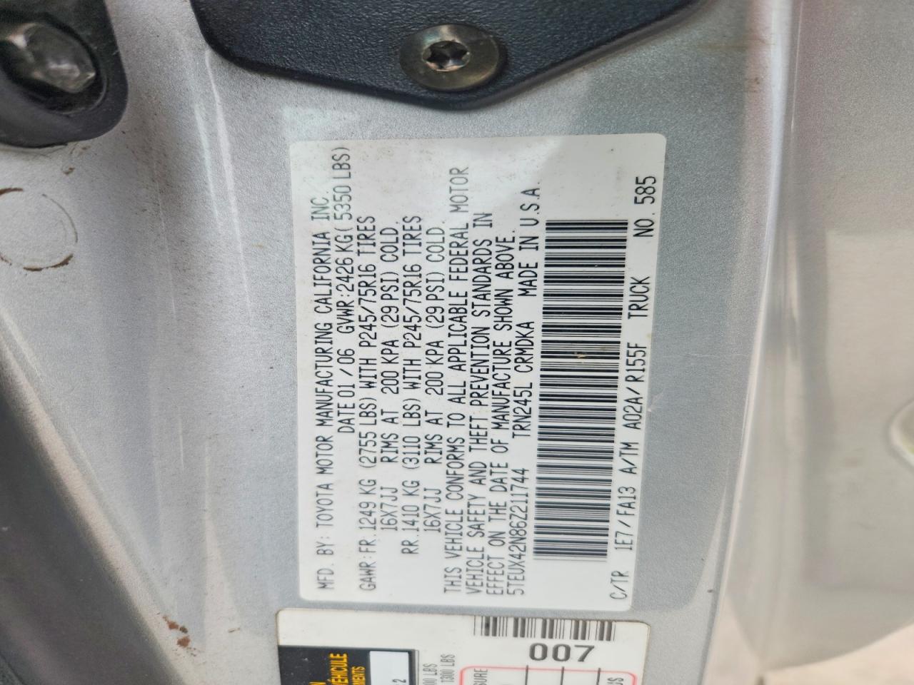 2006 TOYOTA TACOMA ACCESS CAB photo 13