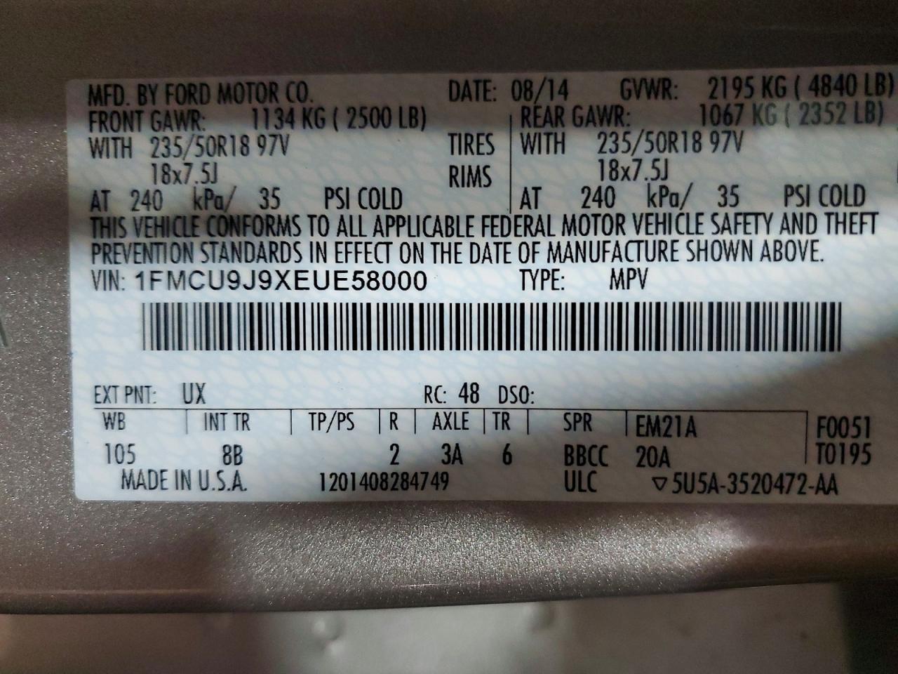 2014 FORD ESCAPE TITANIUM photo 25
