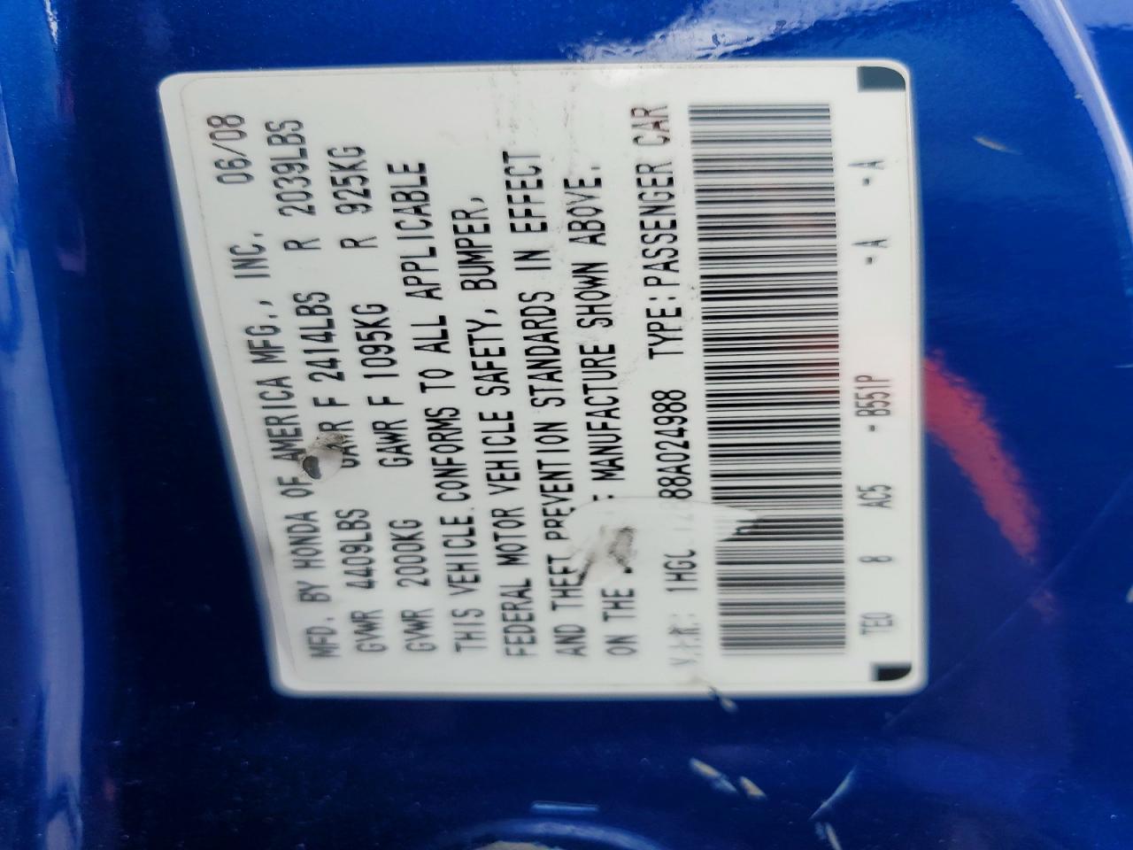 2008 HONDA ACCORD EXL photo 25