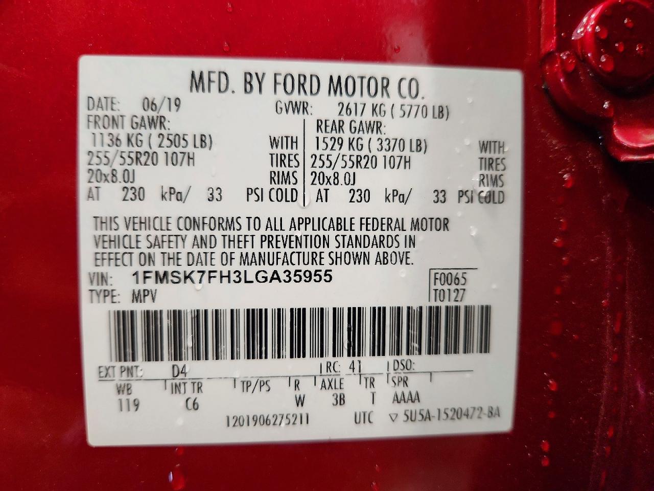 2020 FORD EXPLORER LIMITED photo 40