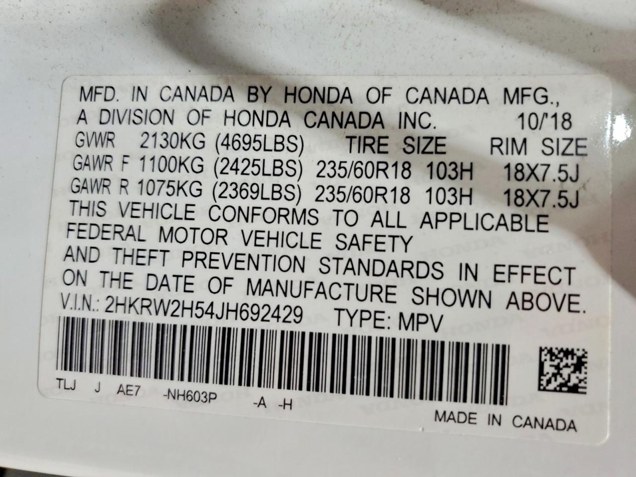 2018 HONDA CR-V EX photo 37
