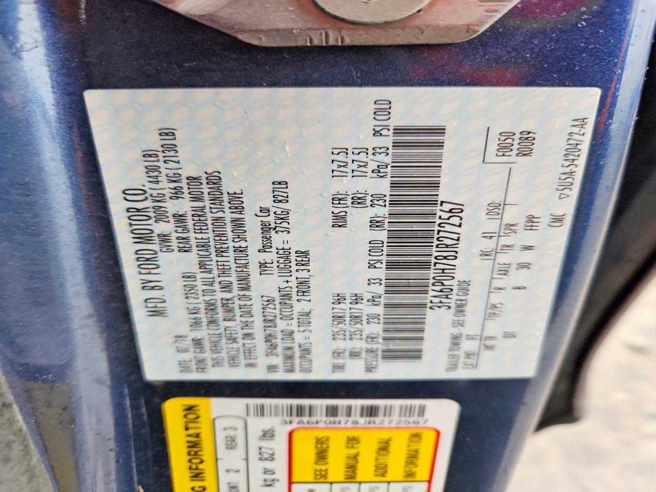 2018 FORD FUSION SE photo 23