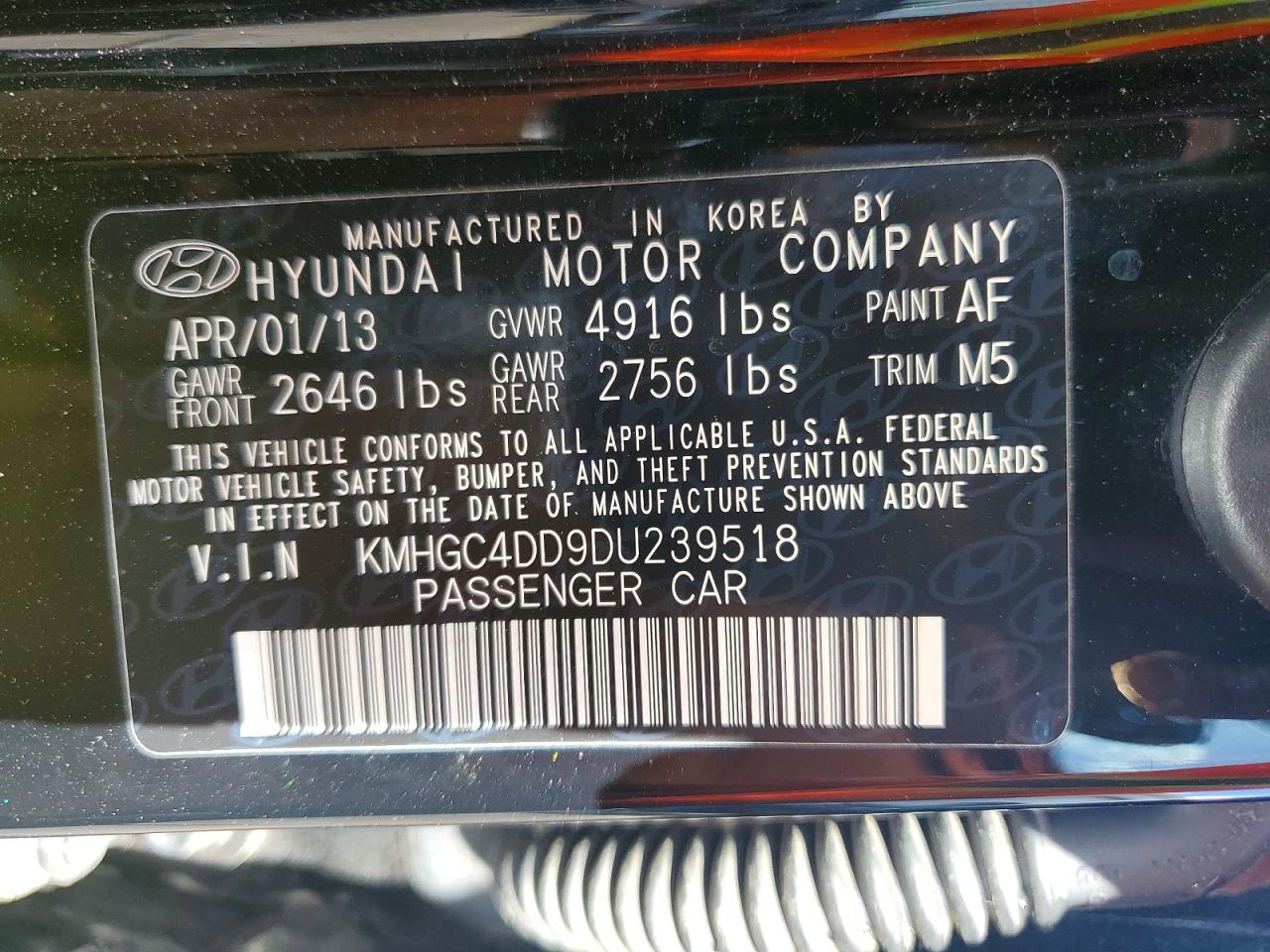2013 HYUNDAI GENESIS 3.8L photo 34