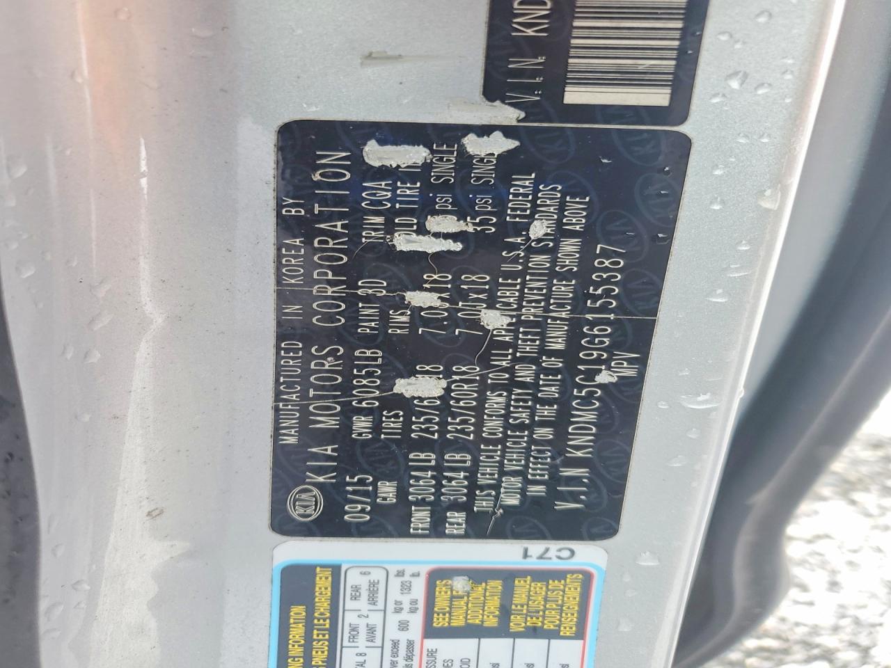 2016 KIA SEDONA EX photo 27