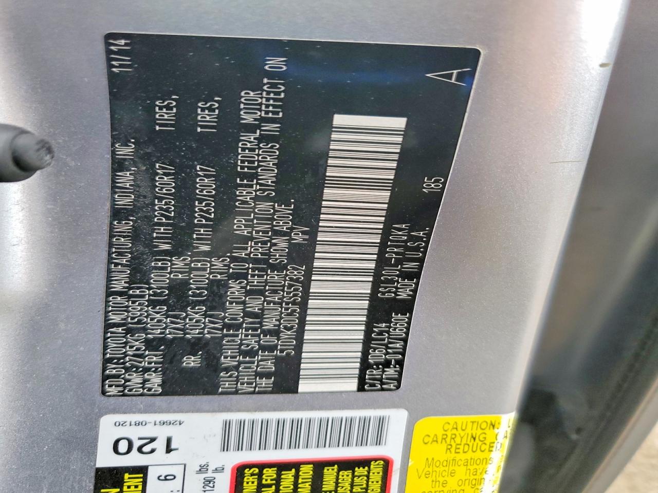 2015 TOYOTA SIENNA XLE 8-PASSENGER photo 25