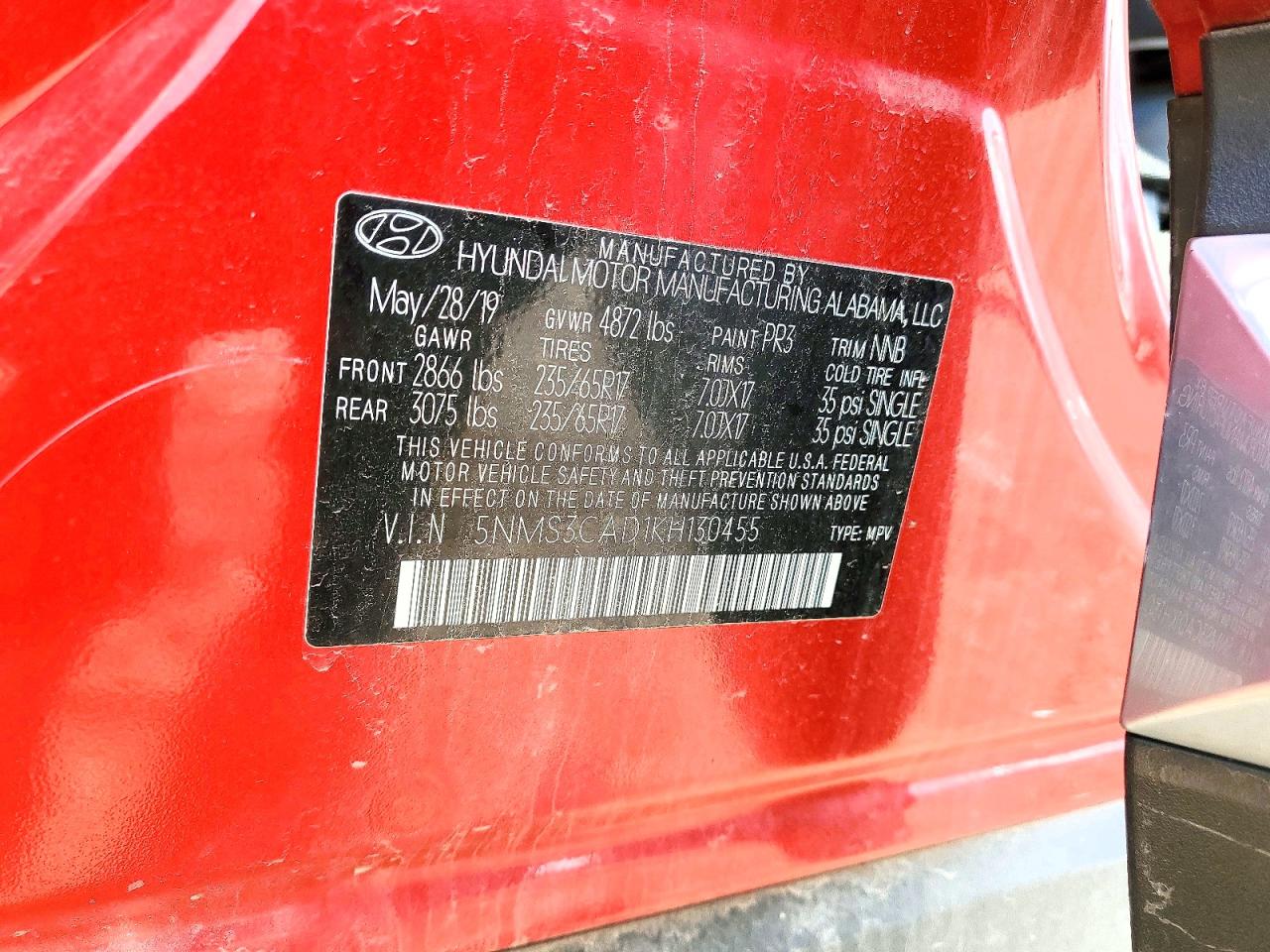 2019 HYUNDAI SANTA FE SEL 2.4L photo 13