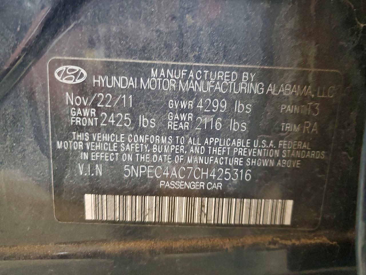 2012 HYUNDAI SONATA SE photo 12