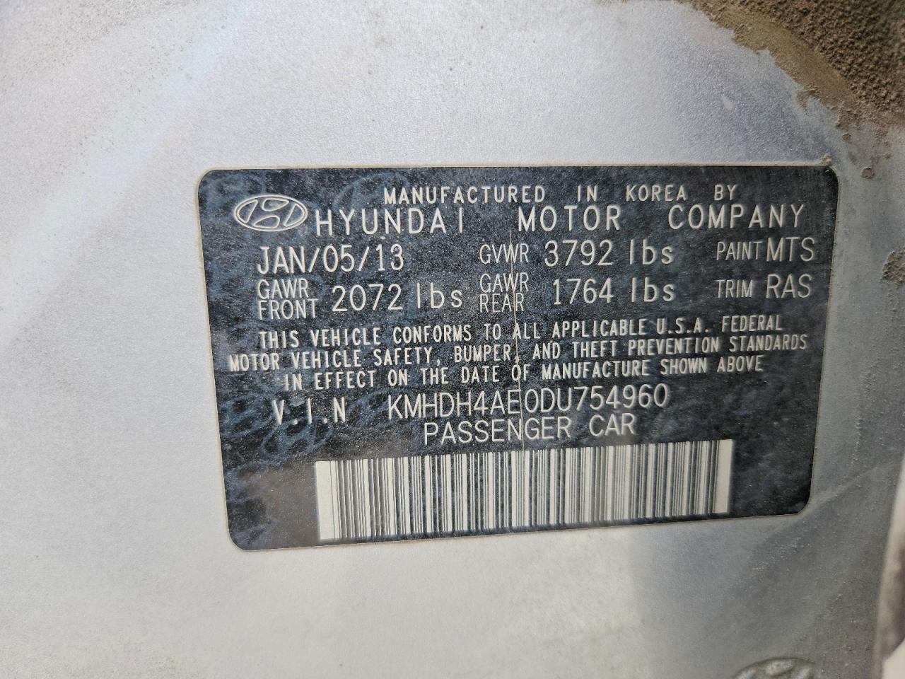 2013 HYUNDAI ELANTRA GLS photo 23