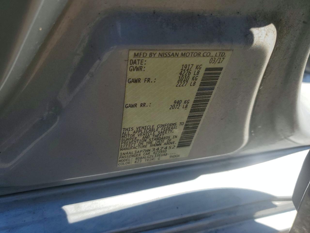 2017 NISSAN ALTIMA 2.5 S photo 34