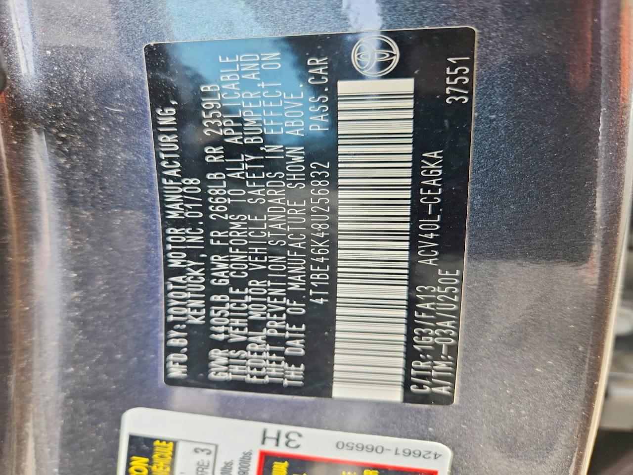 2008 TOYOTA CAMRY XLE photo 34