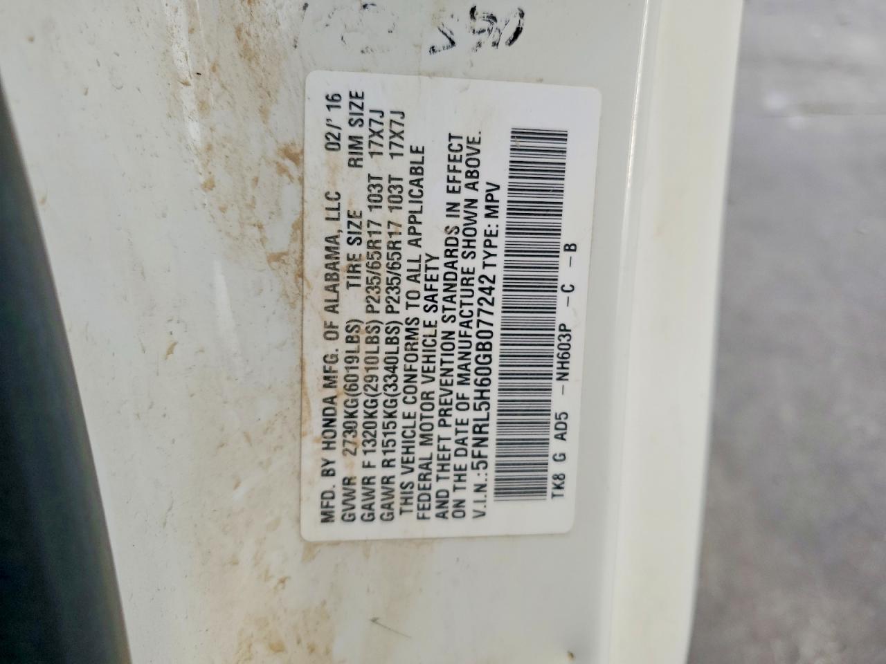 2016 HONDA ODYSSEY EXL photo 34