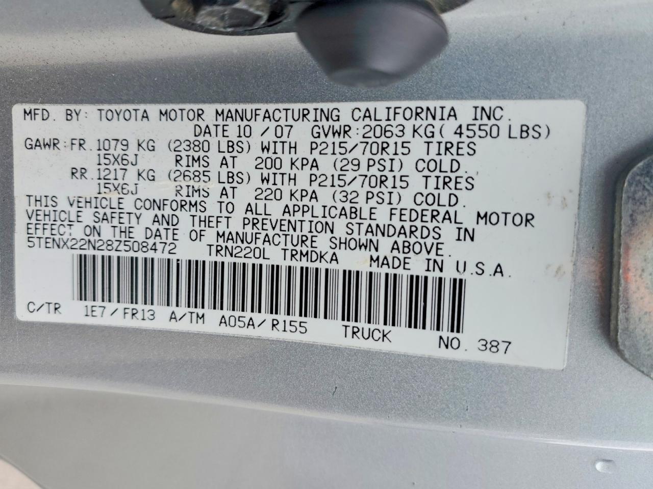 2008 TOYOTA TACOMA BASE photo 23