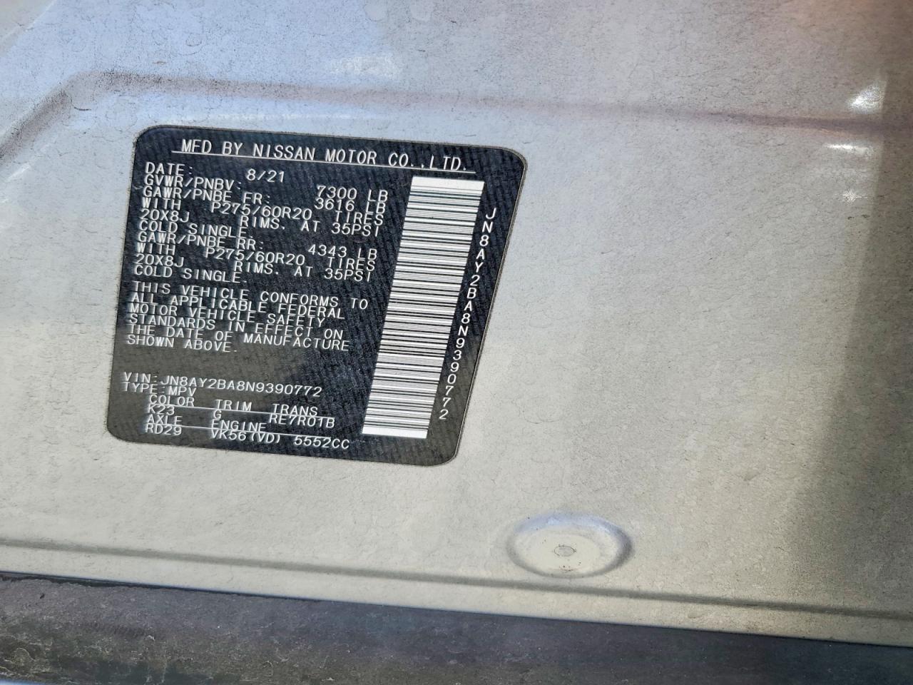 2022 NISSAN ARMADA SL photo 25