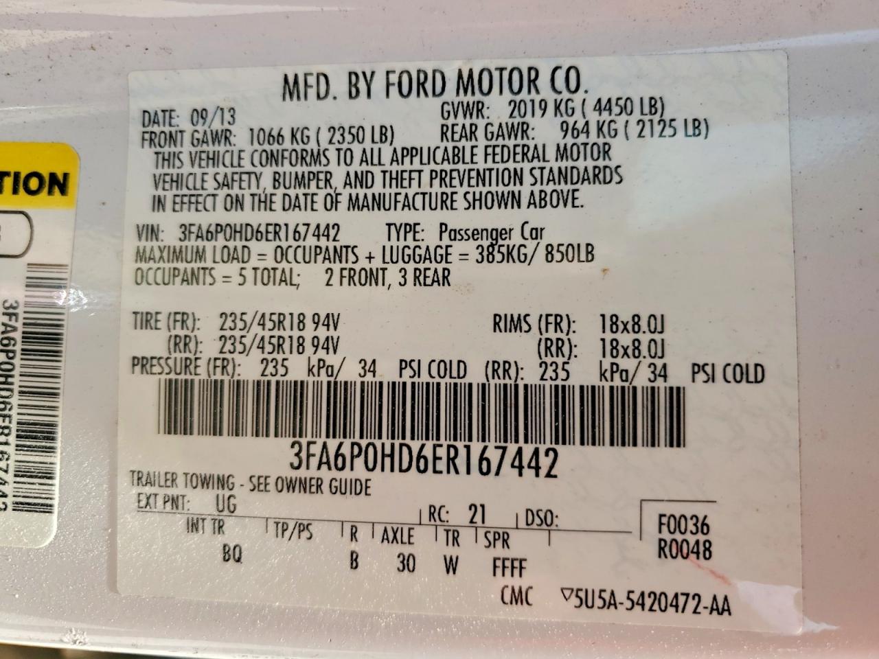 2014 FORD FUSION SE photo 23