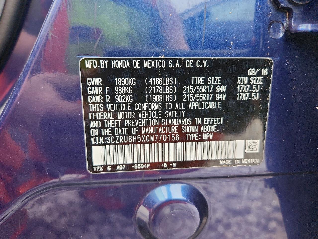 2016 HONDA HR-V EX photo 40