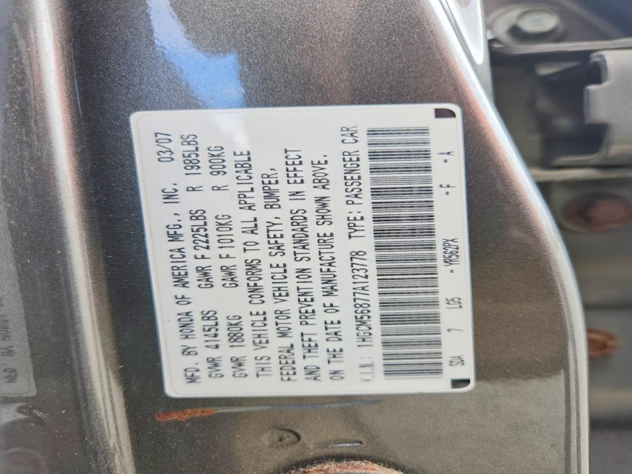 2007 HONDA ACCORD EX photo 37