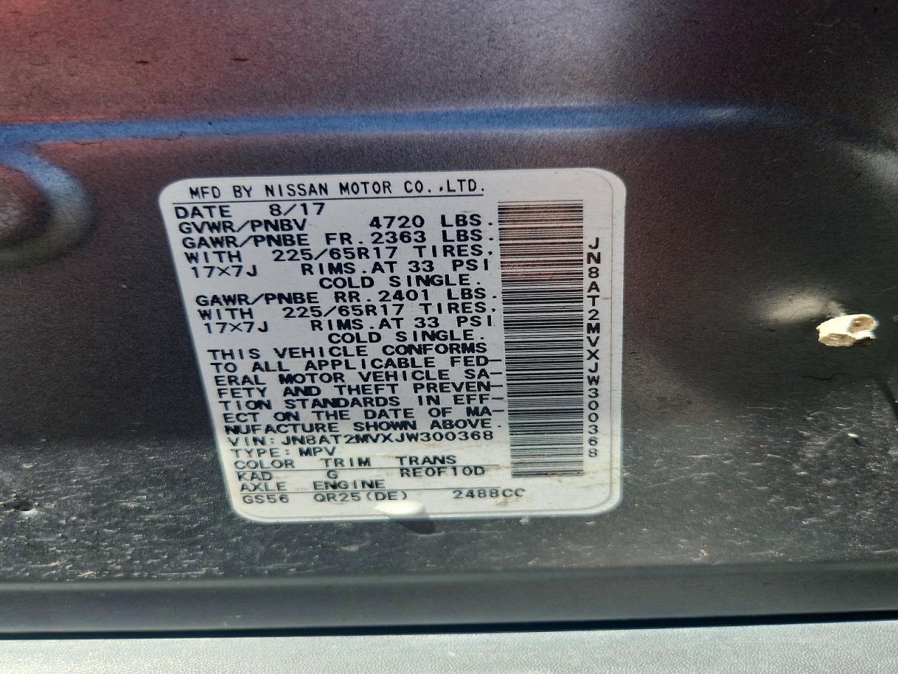 2018 NISSAN ROGUE SV photo 27