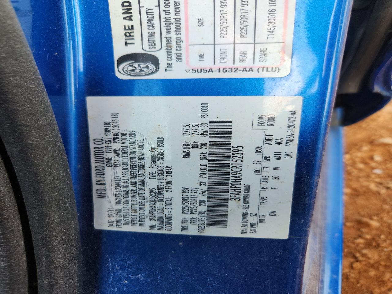 2012 FORD FUSION SE photo 37