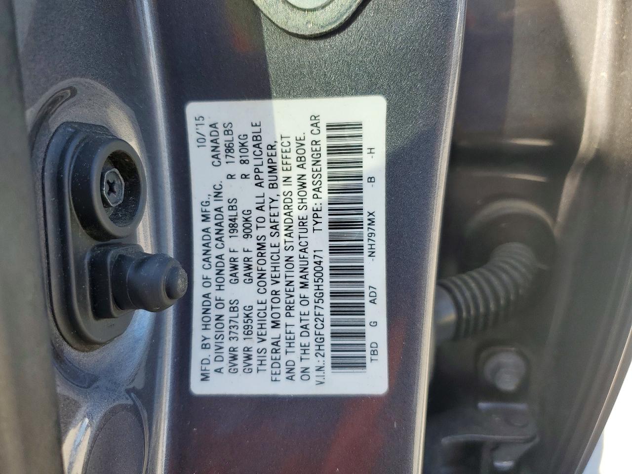 2016 HONDA CIVIC EX photo 12