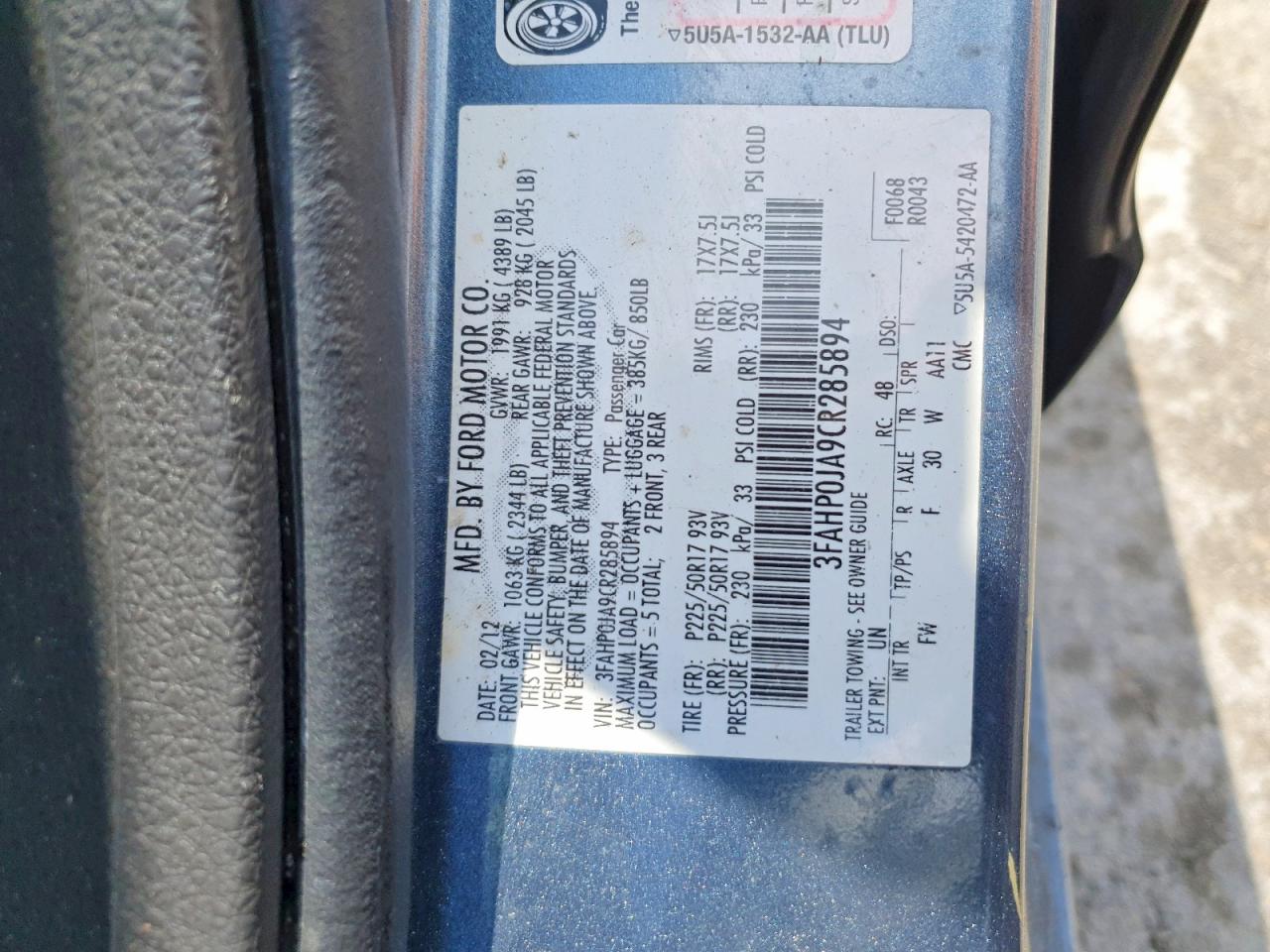 2012 FORD FUSION SEL photo 34