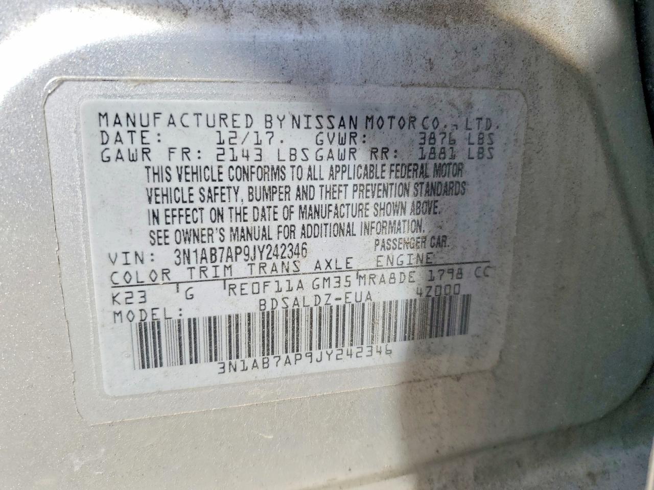 2018 NISSAN SENTRA SV photo 12