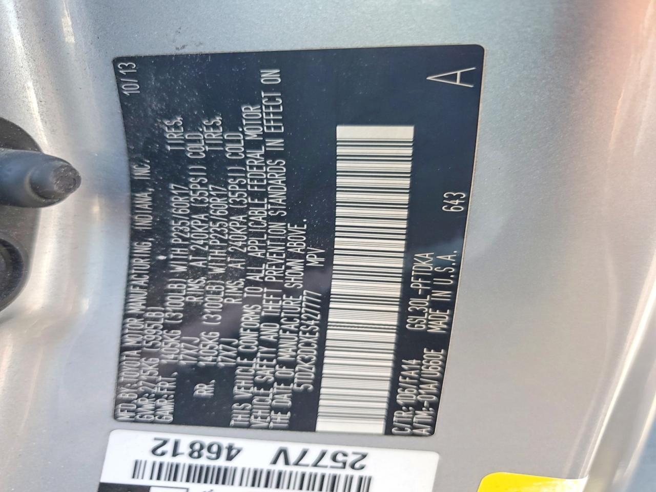 2014 TOYOTA SIENNA L 7-PASSENGER photo 23