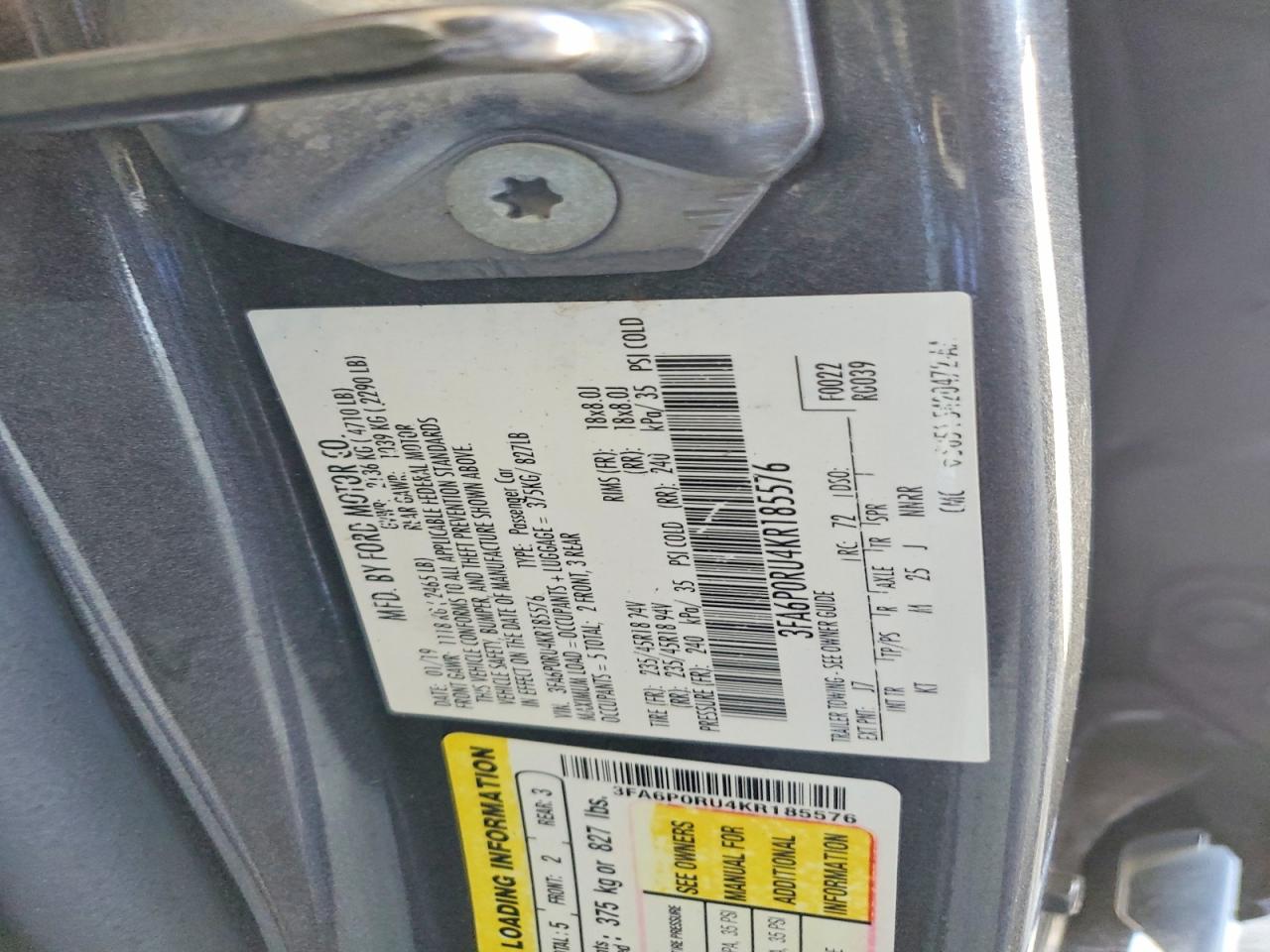 2019 FORD FUSION photo 34