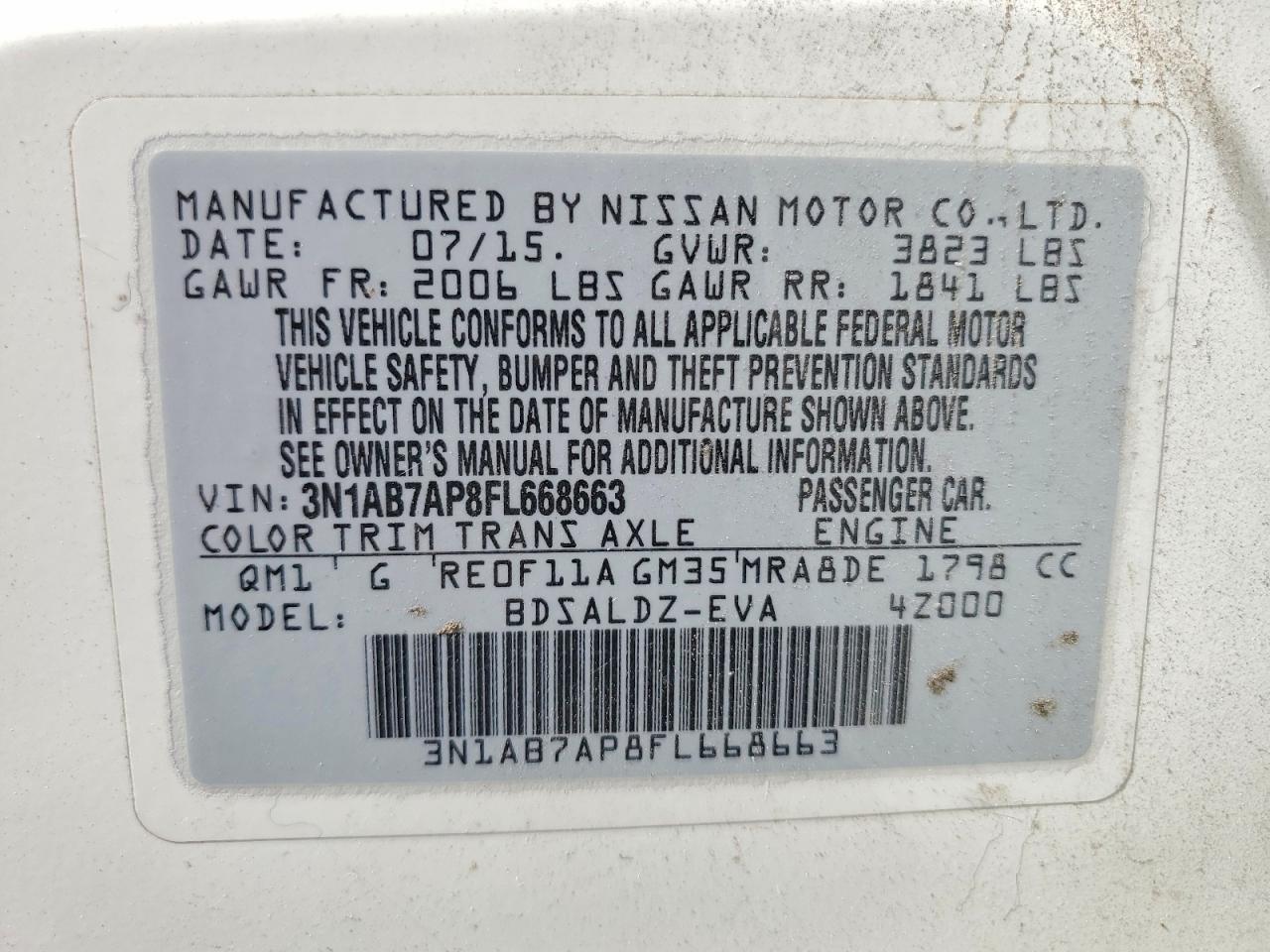 2015 NISSAN SENTRA SV photo 23