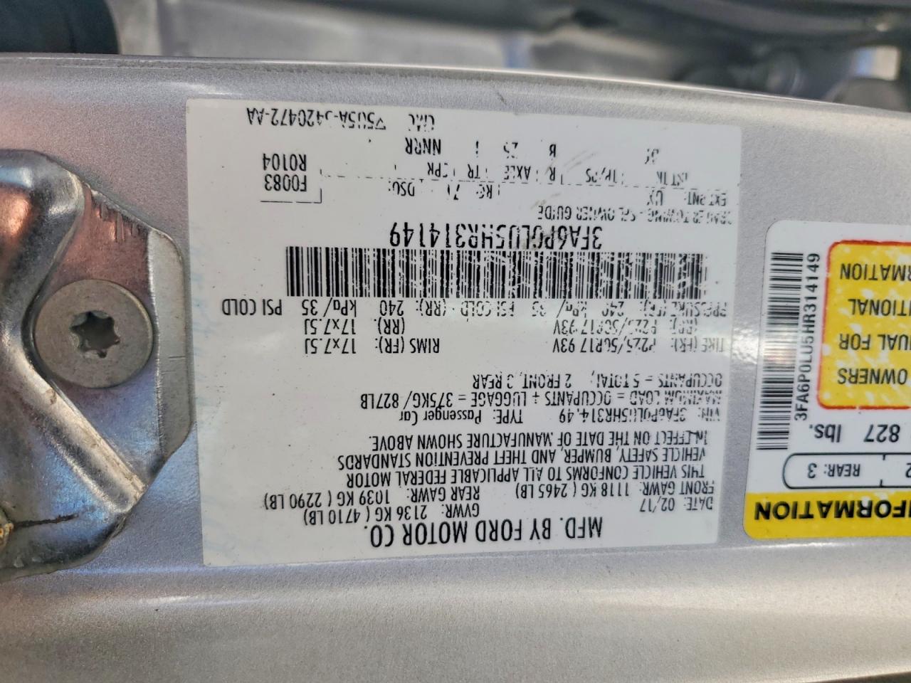 2017 FORD FUSION SE HYBRID photo 37