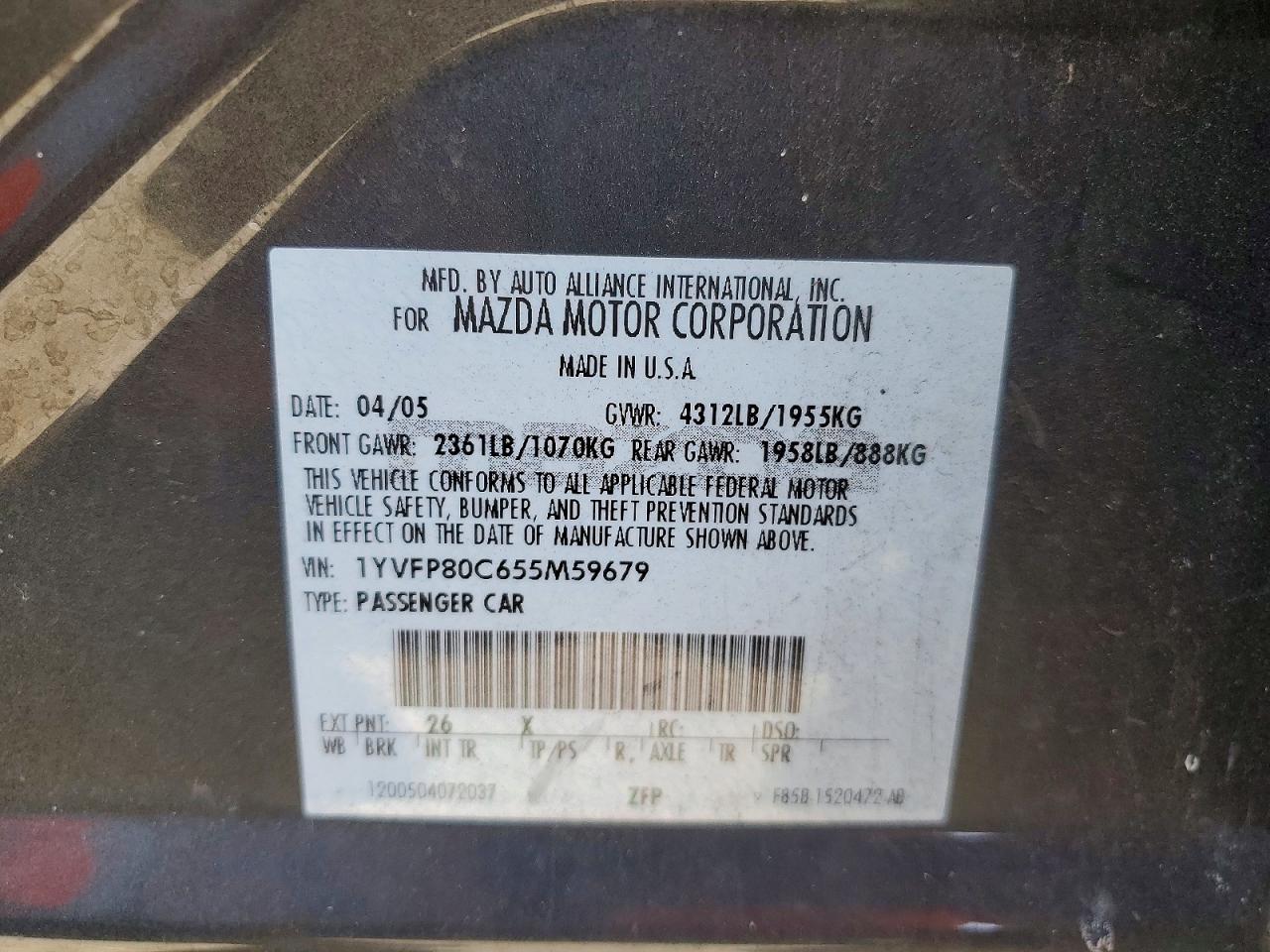 2005 MAZDA 6 I photo 23