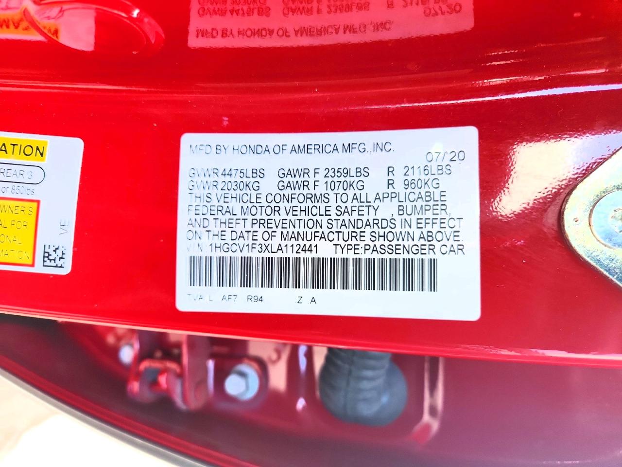 2020 HONDA ACCORD SPORT photo 23