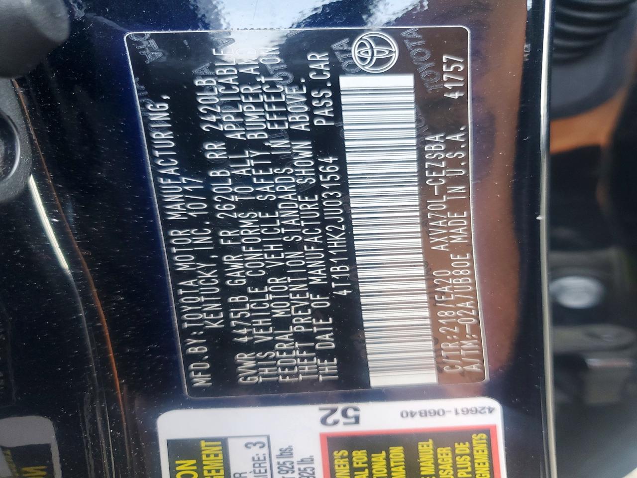 2018 TOYOTA CAMRY SE photo 34