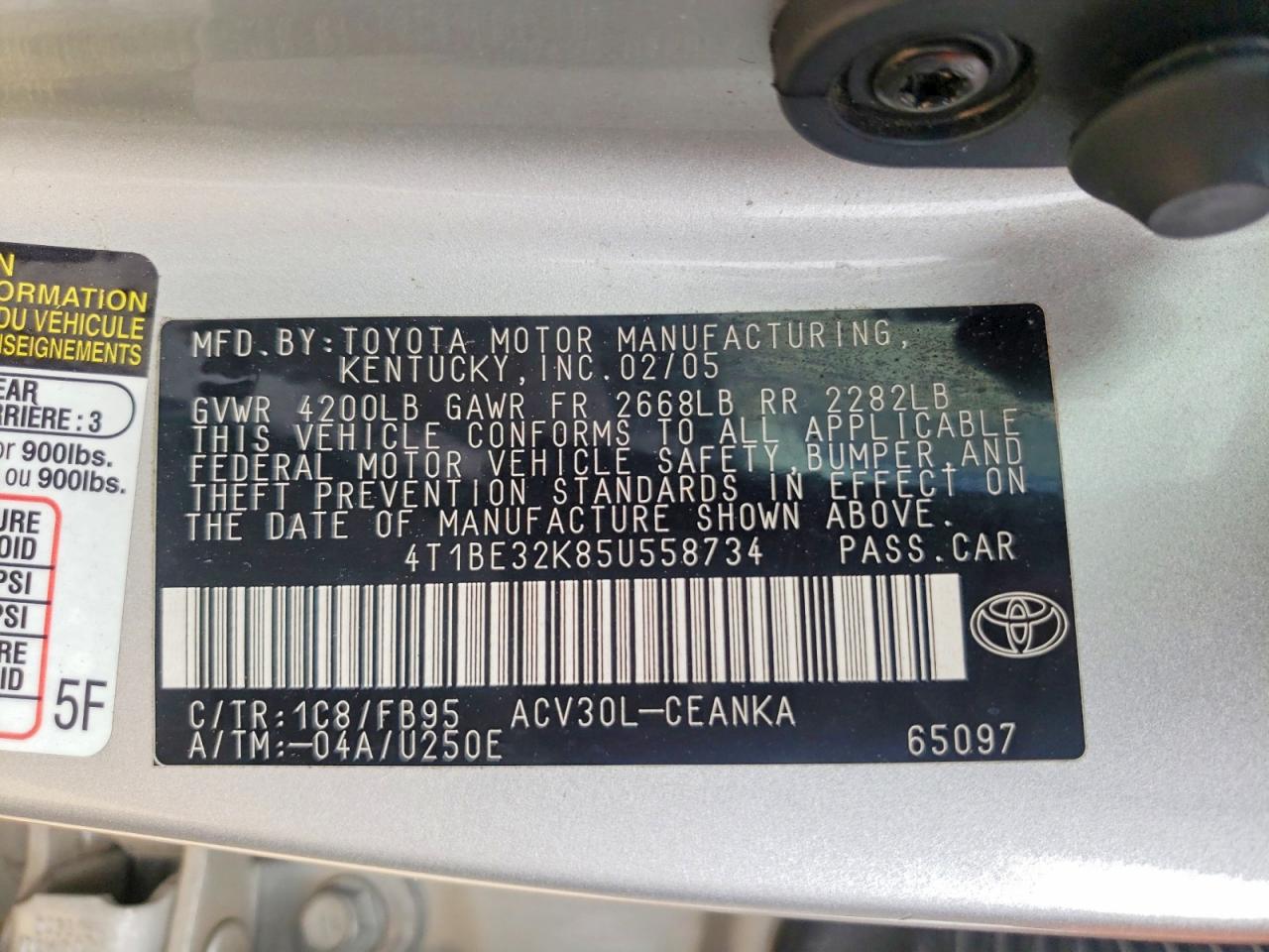 2005 TOYOTA CAMRY LE photo 23