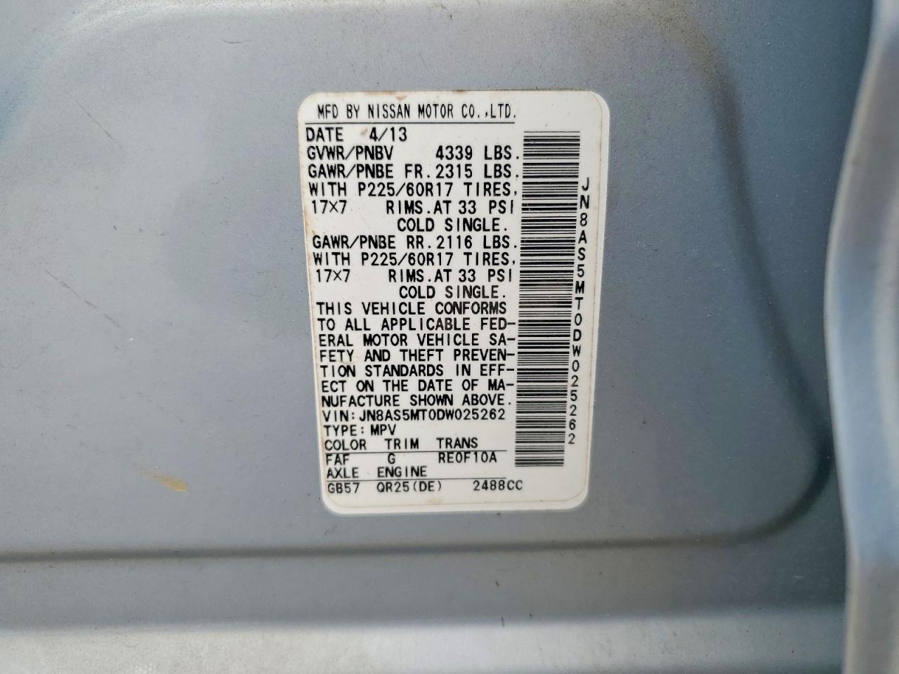 2013 NISSAN ROGUE S photo 37