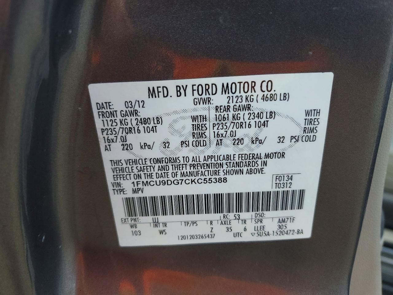 2012 FORD ESCAPE XLT photo 49
